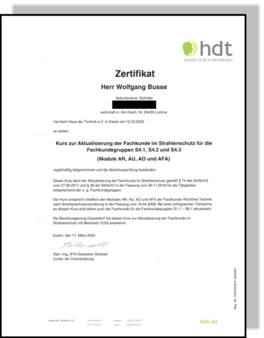 Wolfgang Busse Strahlenschutz Fachkunde